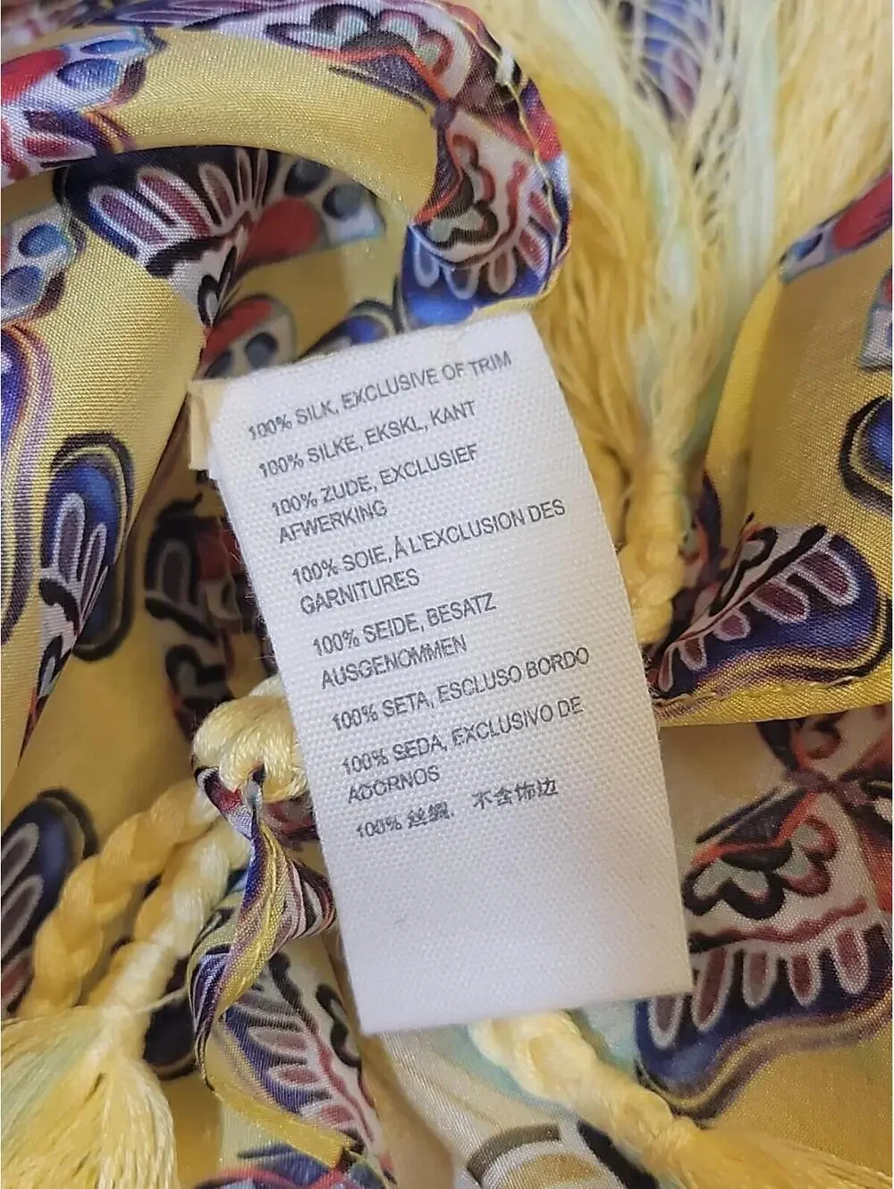 Johnny Was Charlie Print Silk Square Scarf With Tassels Silk Floral NEW #A